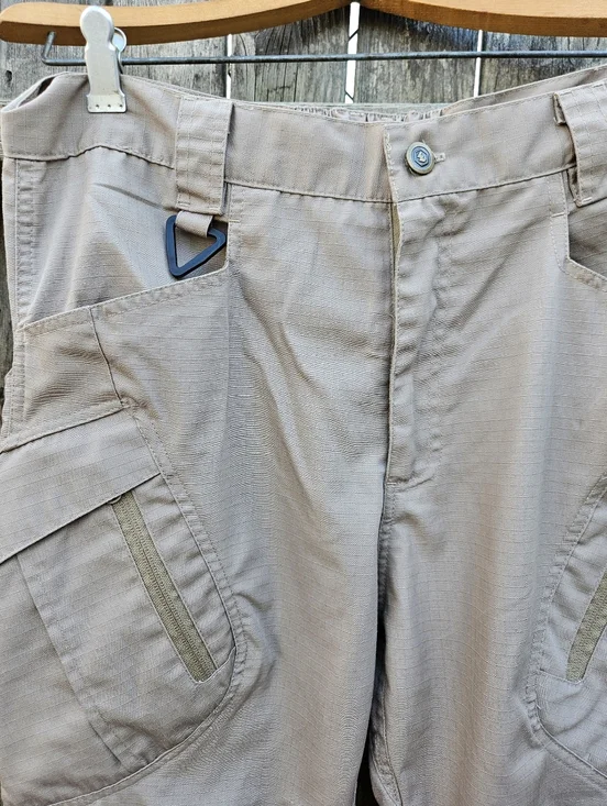 Men Beige Utility Cargo Pants - Neutral Workwear Style Size L - Picture 16 of 16